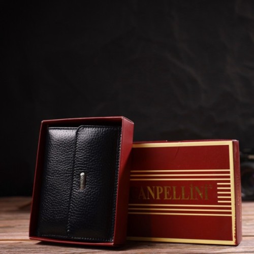 Гаманець Canpellini З натуральної шкіри флотар Чорний (21817)