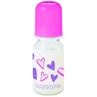 Пляшечка для годування Baby-Nova Декор скляна 125 мл Рожева (3960331)