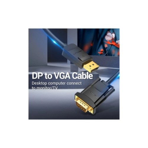 Кабель мультимедійний DisplayPort M to VGA M 1.5m 1080p60Hz black Vention (HBLBG)
