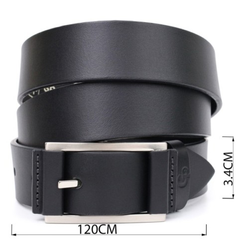 Ремінь Grande Pelle Шкіряний брючний з квадратною пряжкою Чорний (11679)