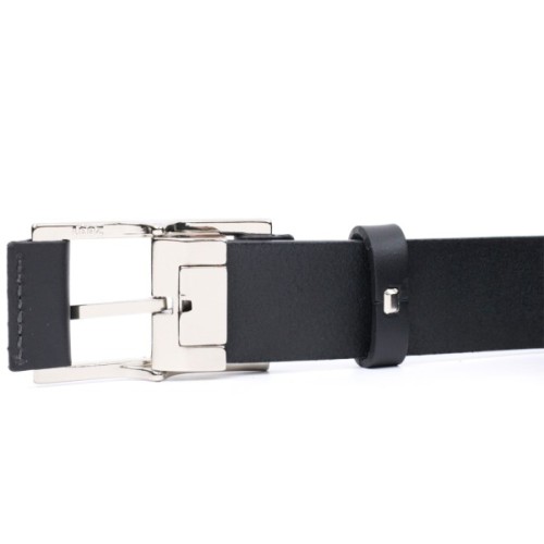 Ремінь Grande Pelle Шкіряний брючний з квадратною пряжкою Чорний (11679)