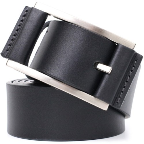 Ремінь Grande Pelle Шкіряний брючний з квадратною пряжкою Чорний (11679)