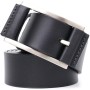 Ремінь Grande Pelle Шкіряний брючний з квадратною пряжкою Чорний (11679)