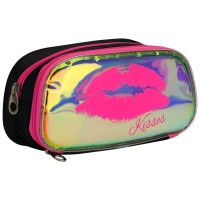 Пенал Cool For School 2 відділення неоновий з помпоном Рожевий (CF6618-pink)