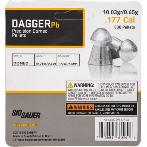 Пульки Sig Sauer Dagger 4,5 мм 0,65 г 500 шт (AIR-AMMO-DPB-177)