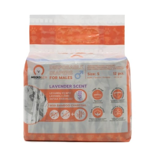 Підгузки для тварин MISOKO&CO для кобелів з вугіллям, індикатором вологості S (SHAMSK63043)