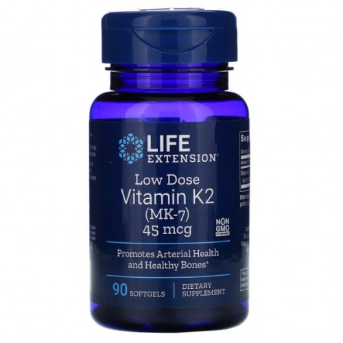 Вітамін Life Extension Вітамін К2 (МК-7) 45 мкг, Low Dose Vitamin K2 (MK-7), 90 жел (LEX-19369)