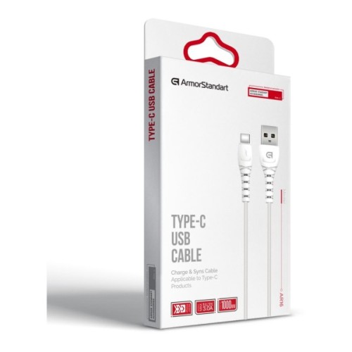 Дата кабель USB 2.0 AM to USB-C 1.0m AR16 3A white Armorstandart (ARM59533)