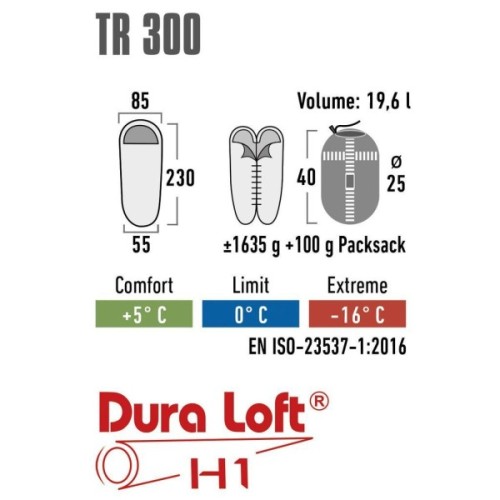 Спальний мішок High Peak TR300 0°C Dark Red/Grey Right (23061) (929556)