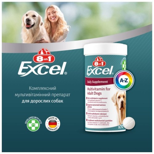 Вітаміни для собак 8in1 Excel Multi Vitamin Adult мультивітамін 70 шт (4048422183877)