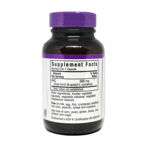Амінокислота Bluebonnet Nutrition NAC (N-Ацетил-L-Цистеин) 500мг, 30 гелевих капсул (BLB0062)