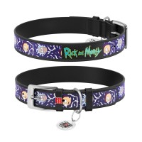 Нашийник для тварин WAUDOG Design з QR паспортом "Рік та Морті 2" Ш 35 мм Д 46-59 см чорний (3606-0281-01)