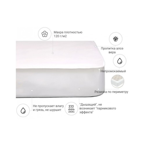 Наматрацник MirSon Terry Waterproof Aloe Vera 219 водонепроникний гумка по периметру 80x200 см (2200000327253)