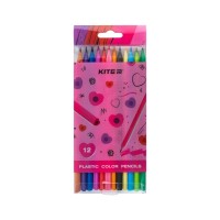 Олівці кольорові Kite Heart пластикові, 12 кольорів (K24-049-2)