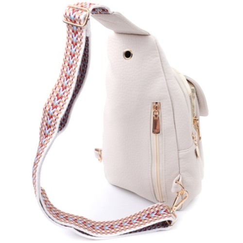 Сумка Vintage Жіноча з однією лямкою через плече з крупнозернистої екошкіри Молочна (22761)