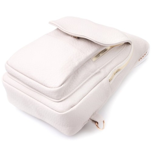 Сумка Vintage Жіноча з однією лямкою через плече з крупнозернистої екошкіри Молочна (22761)