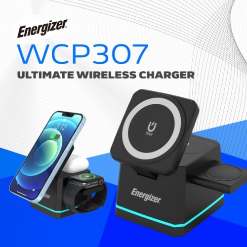 Зарядний пристрій Energizer 15W 3-in-1 magnetic wireless black (WCP307)