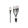 Дата кабель USB 2.0 AM to Lightning + USB-C + Micro 5P 1.0m 2A nylon X26 black+gold HOCO (6957531080275)