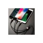 Дата кабель USB 2.0 AM to Lightning + USB-C + Micro 5P 1.0m 2A nylon X26 black+gold HOCO (6957531080275)