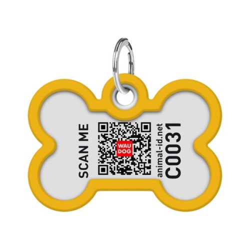 Адресник для тварин WAUDOG Smart ID з QR паспортом "Градієнт помаранчевий", кістка 40х28 мм (231-4035)