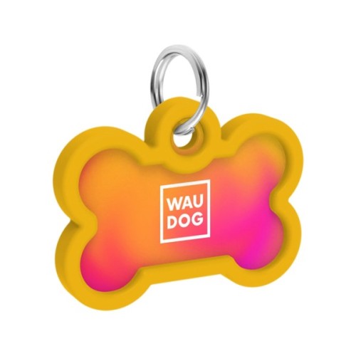 Адресник для тварин WAUDOG Smart ID з QR паспортом "Градієнт помаранчевий", кістка 40х28 мм (231-4035)