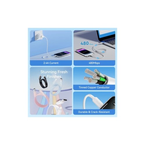 Дата кабель USB 2.0 AM to Lightning 1.0m 2.4A black Vention (LAMBF)