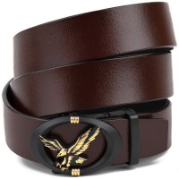 Ремінь Vintage Чоловічий з пряжкою автомат з силуетом орла Коричневий (20298)