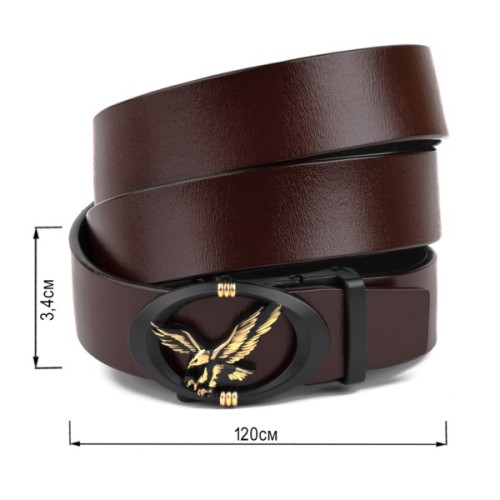 Ремінь Vintage Чоловічий з пряжкою автомат з силуетом орла Коричневий (20298)