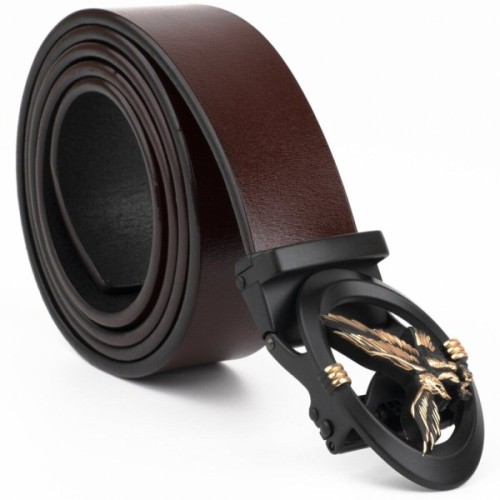 Ремінь Vintage Чоловічий з пряжкою автомат з силуетом орла Коричневий (20298)