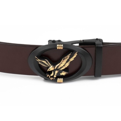 Ремінь Vintage Чоловічий з пряжкою автомат з силуетом орла Коричневий (20298)