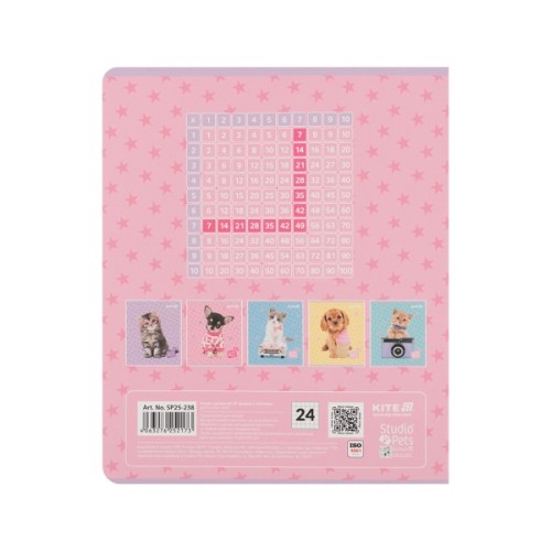 Зошит Kite Studio Pets, 24 аркуші, клітинка (SP25-238)