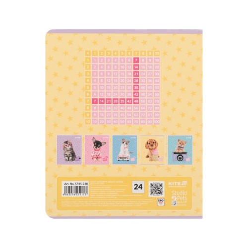 Зошит Kite Studio Pets, 24 аркуші, клітинка (SP25-238)