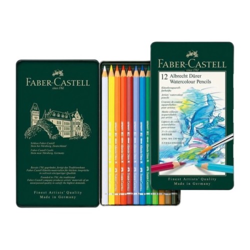 Олівці кольорові Faber-Castell Albrecht Drer акварельні , 12 кольорів в металевій коробці, (117512) (15437)