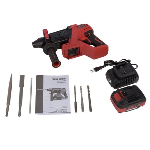 Перфоратор Vitals Master, ARa 1826c BL Kit, 18V, 4Ah, 2.6J, 0-3000уд/хв, 0-950об/хв, IP21, ЗП, кейс (243624)