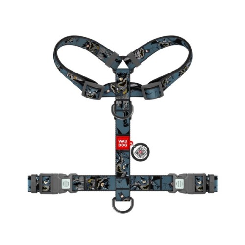 Шлея для собак WAUDOG Nylon H-подібна з QR-паспортом "Тінь Бетмена", пластиковий фастекс XL (346-1078)