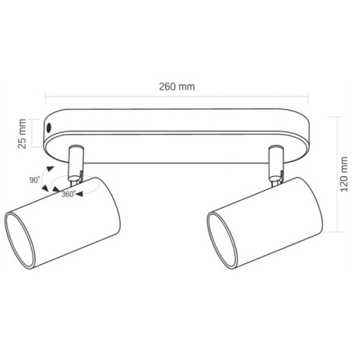 Світильник точковий Videx під лампу 2xGU10 накладний поворотний (VL-SPF05B-BPB)