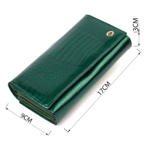 Гаманець ST Leather З натуральної шкіри Зелений (19424)