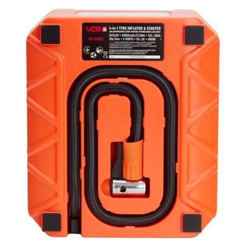 Автомобільний компресор VOIN 4in1, 14.8V, 37.0Wh, 10000mAh, бустер, повербанк, ліхтар (VC-345CL)