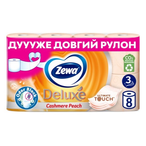 Туалетний папір Zewa Deluxe Персик 3 шари 8 рулонів (9011111035721/7322541171791)