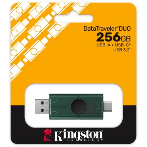 USB флеш накопичувач Kingston 256GB DataTraveler Duo USB 3.2 / Type-C Black/Green (DTDEG2/256GB)