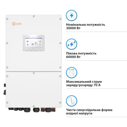 Сонячний інвертор Solis S6 30kW HV-Batteries (S6-EH3P30K-H)