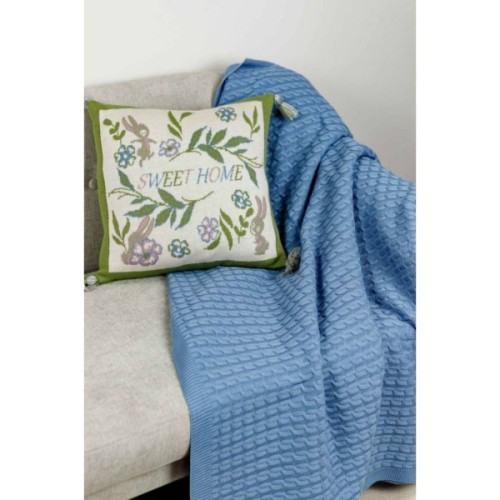 Плед Прованс в'язаний Sweet Home Kosa волошковий 130х170 см (4823093444874)