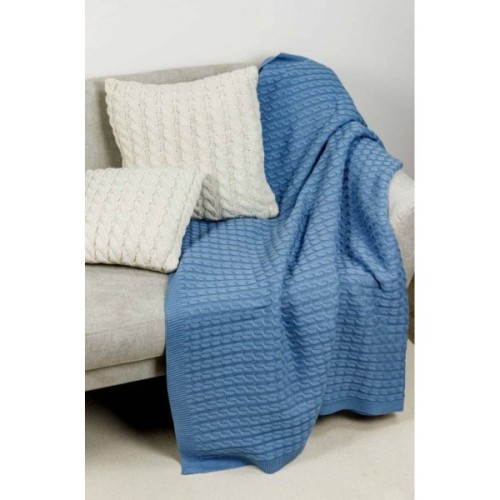 Плед Прованс в'язаний Sweet Home Kosa волошковий 130х170 см (4823093444874)