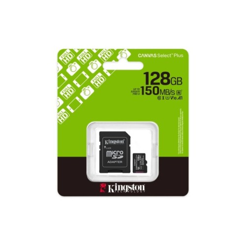 Карта пам'яті Kingston 128GB (з SD адаптером) Class 10 UHS-I U1 V10 A1 (SDCS3/128GB)