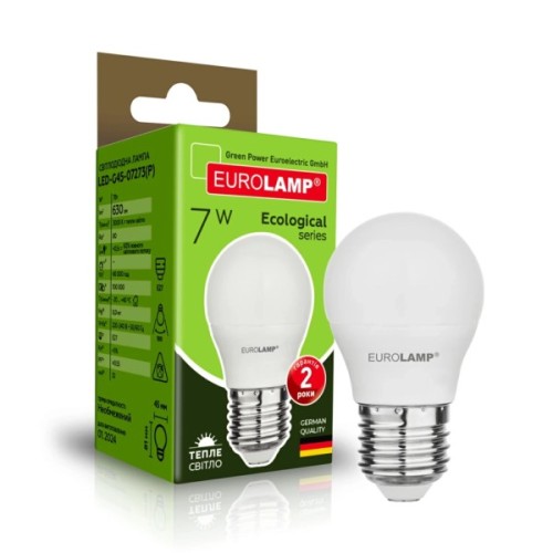 Лампочка Eurolamp LED ECO серия "P" G45 7W 630Lm E27 3000K (LED-G45-07273(P))