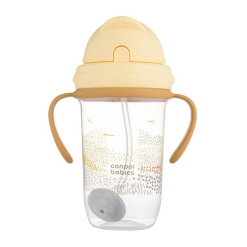 Поїльник-непроливайка Canpol babies MOUNTAINS з трубочкою і обтяжувачем, 270 мл, бежева (56/620_bei)
