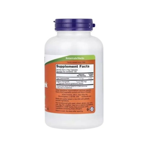 Трави Now Foods Пажитник, 500 мг, Fenugreek, 250 вегетаріанських капсул (NOW-04678)