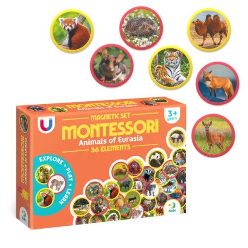 Навчальний набір DoDo Магнітний набір Монтесорі Тварини на континентах: Євразія (200285)