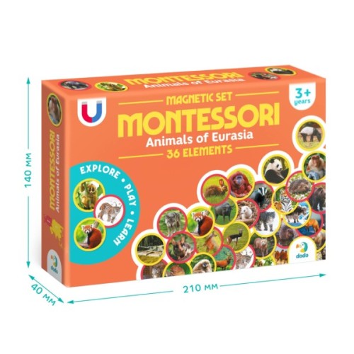 Навчальний набір DoDo Магнітний набір Монтесорі Тварини на континентах: Євразія (200285)