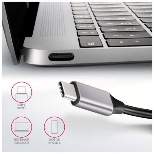 Концентратор AXAGON USB-C 6-in-1 to 4xUSB-A 5Gbps + 1xUSB-C PD100W + HDMI 4K30Hz 0.2m aluminum (HMC-6H4A)